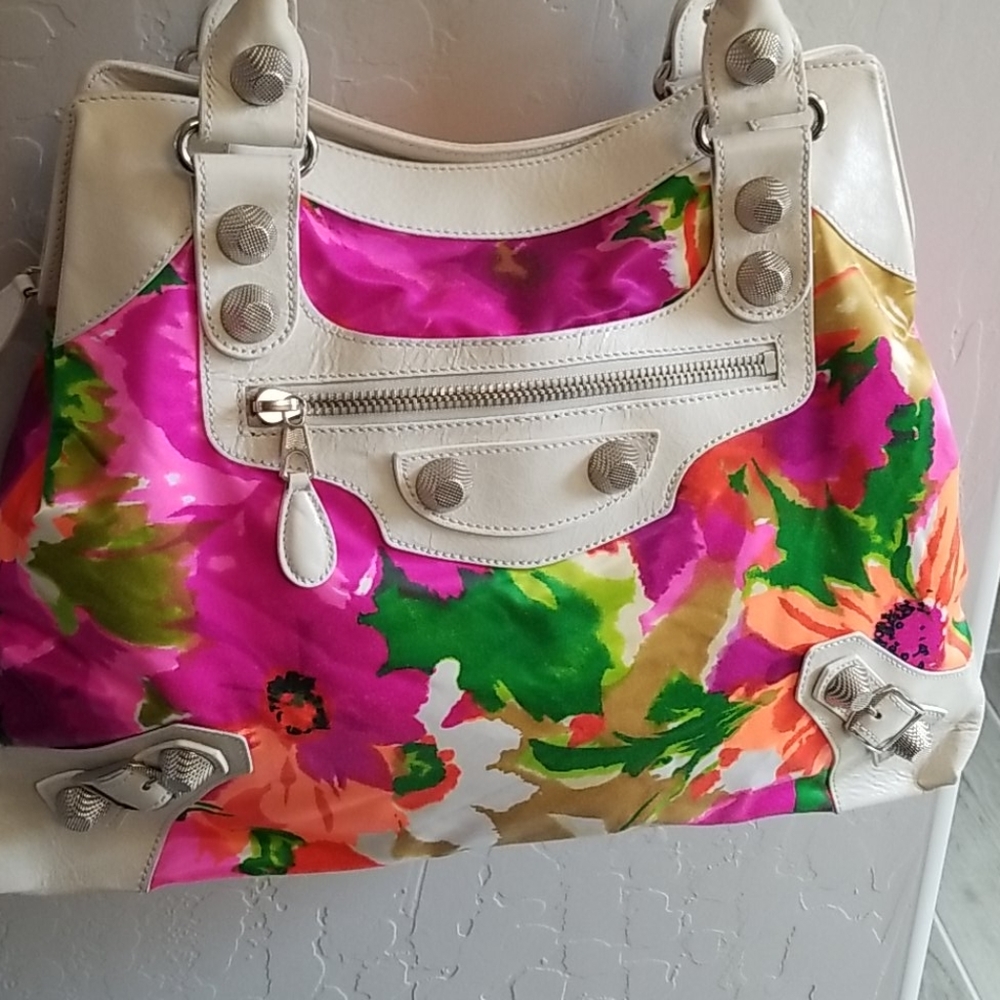 Balenciaga floral leather bag